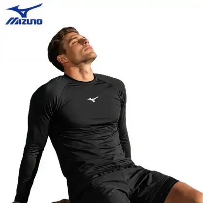 Mizuno Рашгард Mizuno без горла, длинный рукав — чёрный