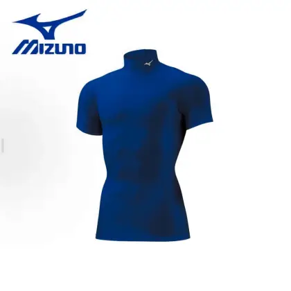 Mizuno Рашгард Mizuno с горлом, короткий рукав — синий