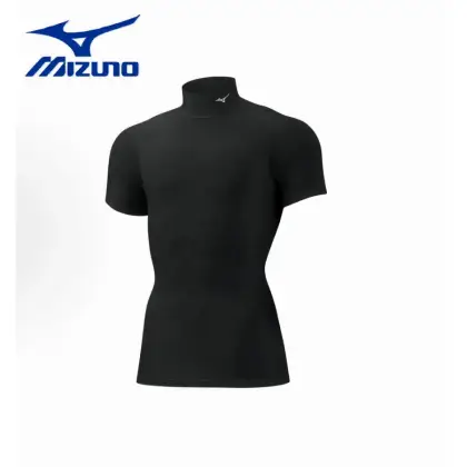 Mizuno Рашгард Mizuno с горлом, короткий рукав — чёрный