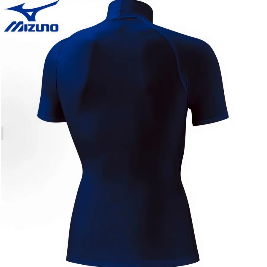 Mizuno Рашгард Mizuno с горлом, короткий рукав — синий — фото 2